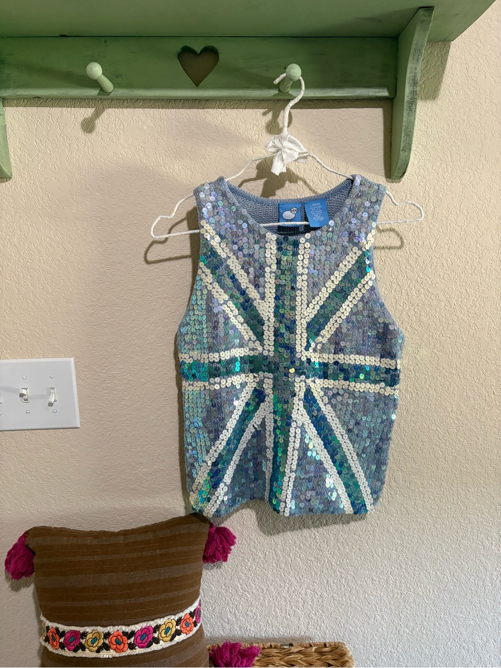 Next Era Iridescent Sequin Tank Union Flag Knitted Tank